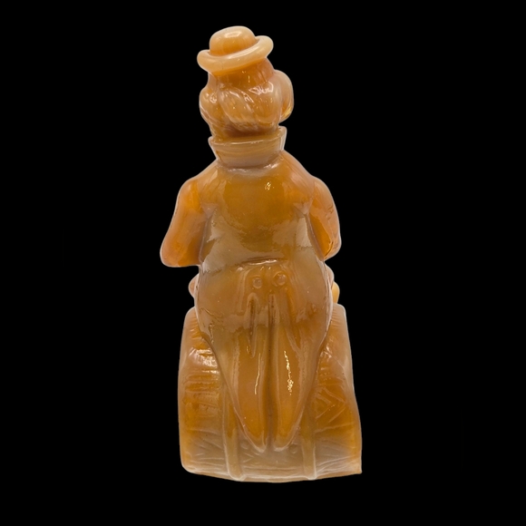 Vintage Retro Mosser Art Glass Performer Clown Barrel Caramel Slag "Yank M 1982" - Picture 3 of 10
